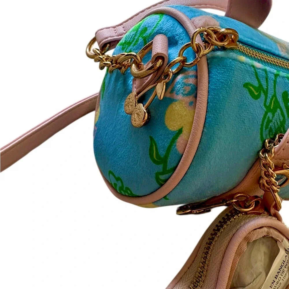 Juicy Couture Retro Cherry Mini Bag Retro Blue Yellow Multi Crossbody NWOT✅‎